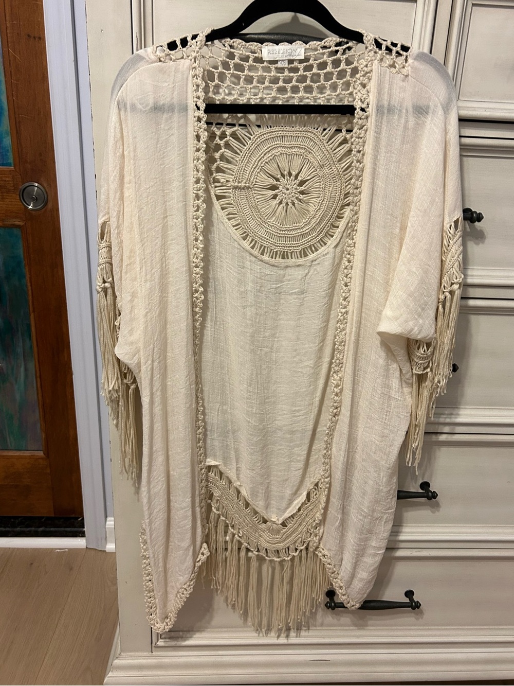 Ivory rebellion crochet fringe boho bohemian kimono